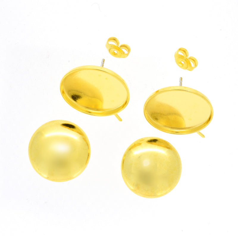 ピアス金具 16mm(ピン・上皿付き)