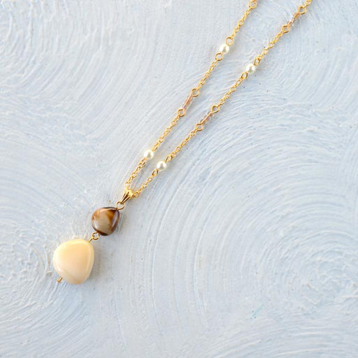 ハンドメイドの材料紹介「「変型トライアングルビーズペンダント(ベージュ)」の材料」