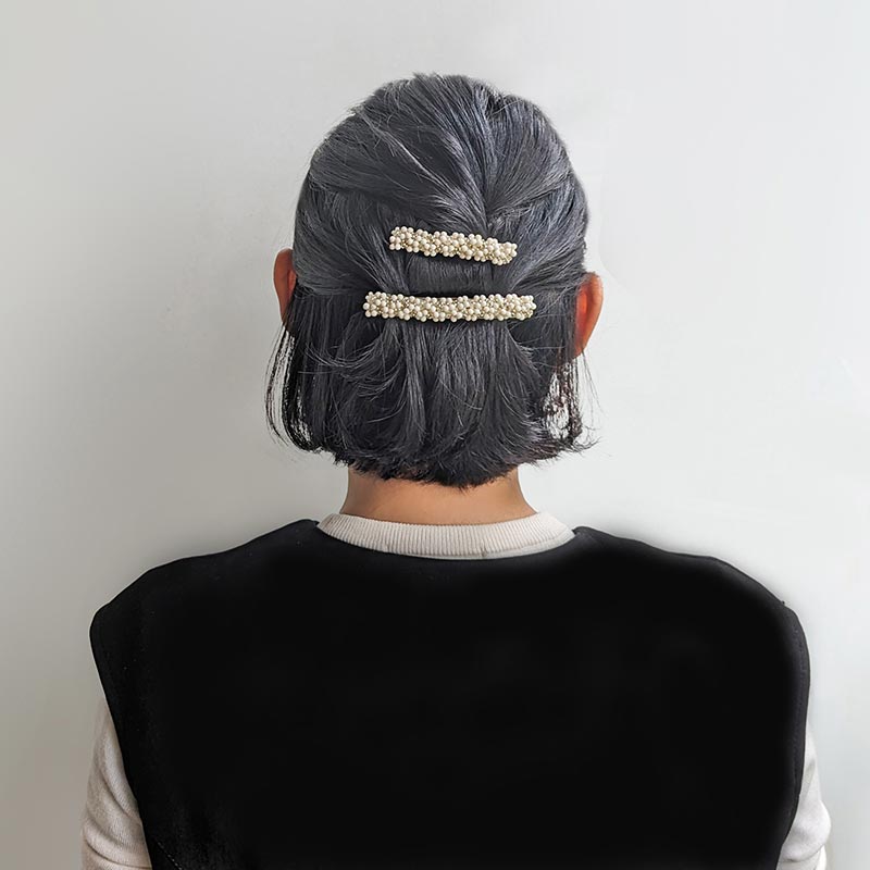 ドロップビーズのバレッタ(ホワイト)