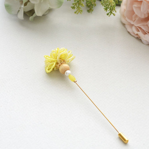 ハンドメイドの材料紹介「「イエローカーネーションのピンブローチ」の材料」