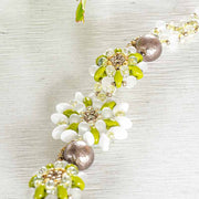 天然石と2ホールビーズで作るサークルモチーフネックレス(ジェイドグリーン)