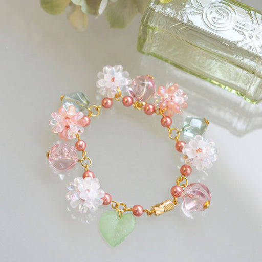 ハンドメイドの材料紹介「「紫陽花のピンクブレスレット」の材料」