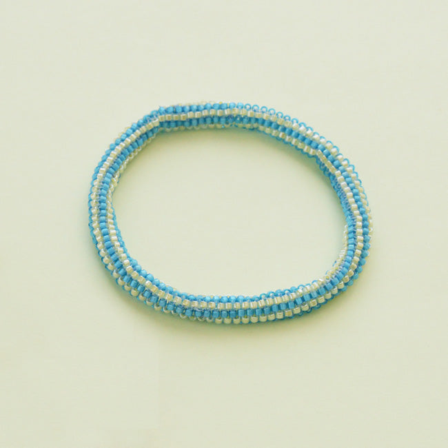 ハンドメイドの材料紹介「「チューブラーペヨーテで作るロープバングル（水色）」の材料」