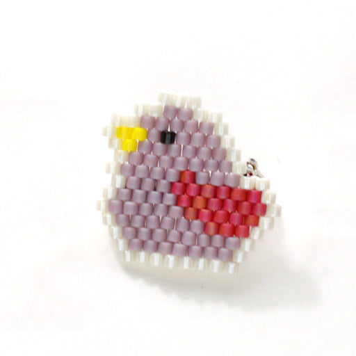 ハンドメイドの材料紹介「「シェイプドステッチで作る小鳥ブローチ（パープル）」の材料」