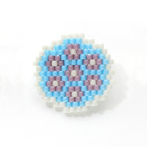 ハンドメイドの材料紹介「「シェイプドステッチで作るお花ブローチ（水色）」の材料」