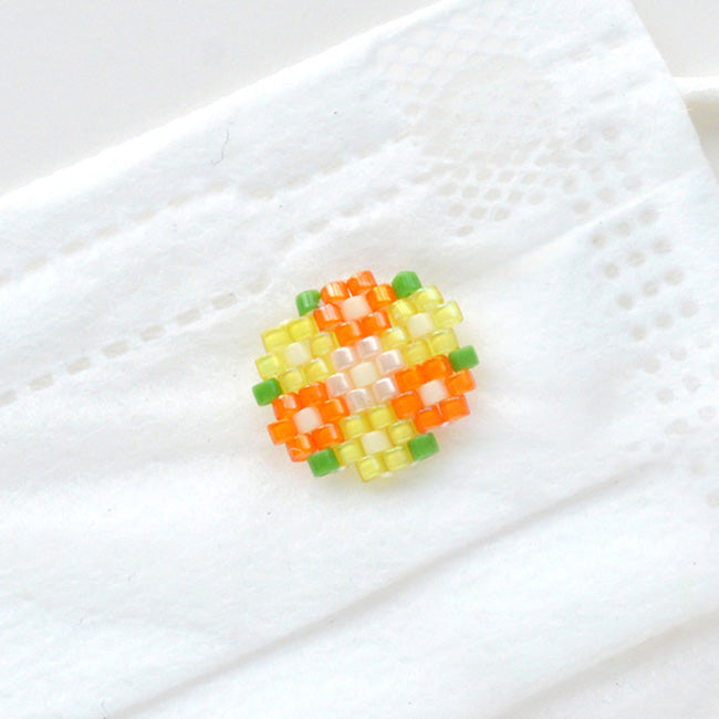 ハンドメイドの材料紹介「「シェイプドステッチで作るマスクチャーム（リトルフラワー)黄系」の材料」