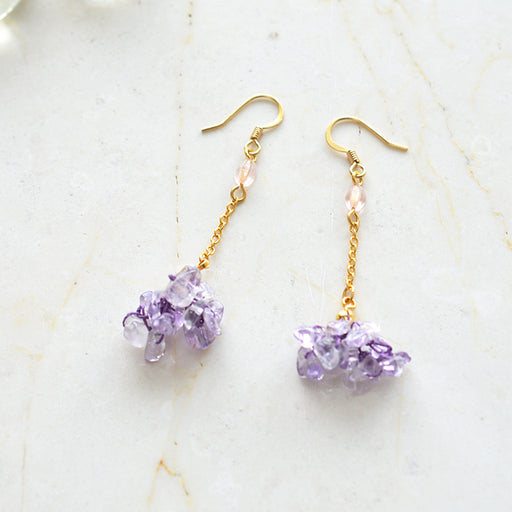 ハンドメイドの材料紹介「「くさり編みで作るアメジストのピアス」の材料」