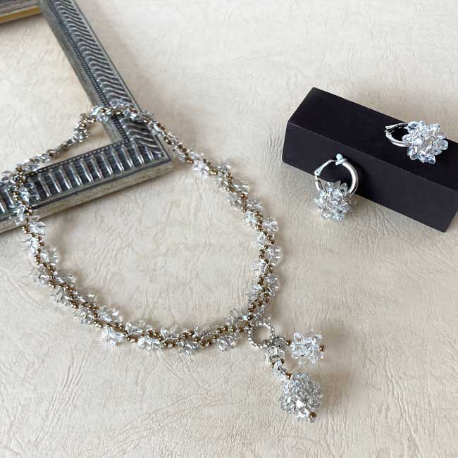 ハンドメイドの材料紹介「「クリスタルウェイブのチョーカー&イヤリング」の材料」