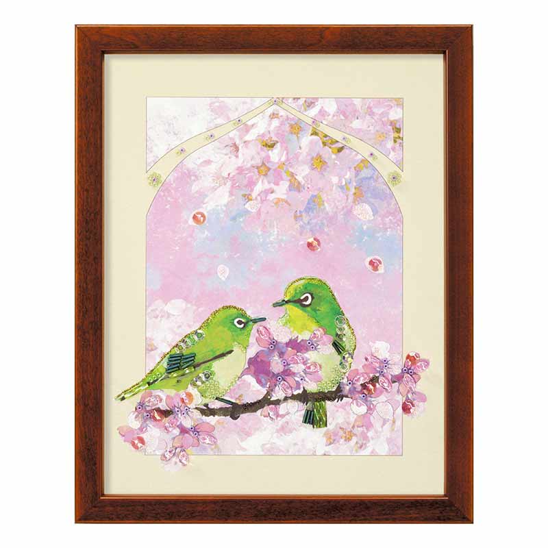 ビーズデコール<メジロと桜>