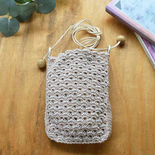 ハンドメイドの材料紹介「「松編みのちいさなポシェット（アイボリー）」の材料」