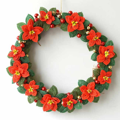 ハンドメイドの材料紹介「「ポインセチアとパールのリース」の材料」