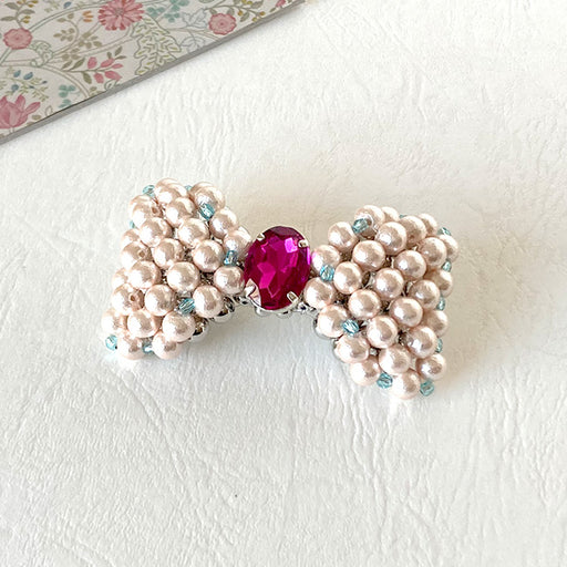 ハンドメイドの材料紹介「「コットンパールのリボンブローチ」の材料」