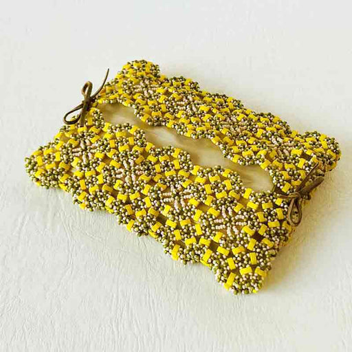 ハーフティラビーズのポケットティッシュカバー(ミモザ)