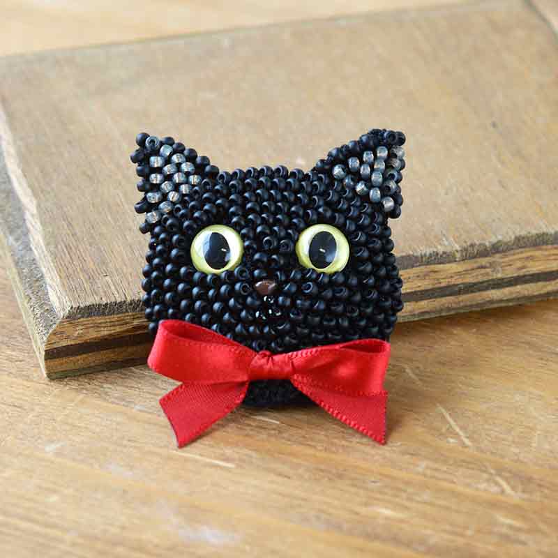 ビーズ編みの猫ブローチキット(黒猫) — BEADSFACTORY ANNEX