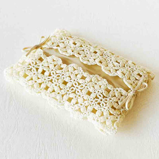 ハーフティラビーズのポケットティッシュカバー(エクリュ)