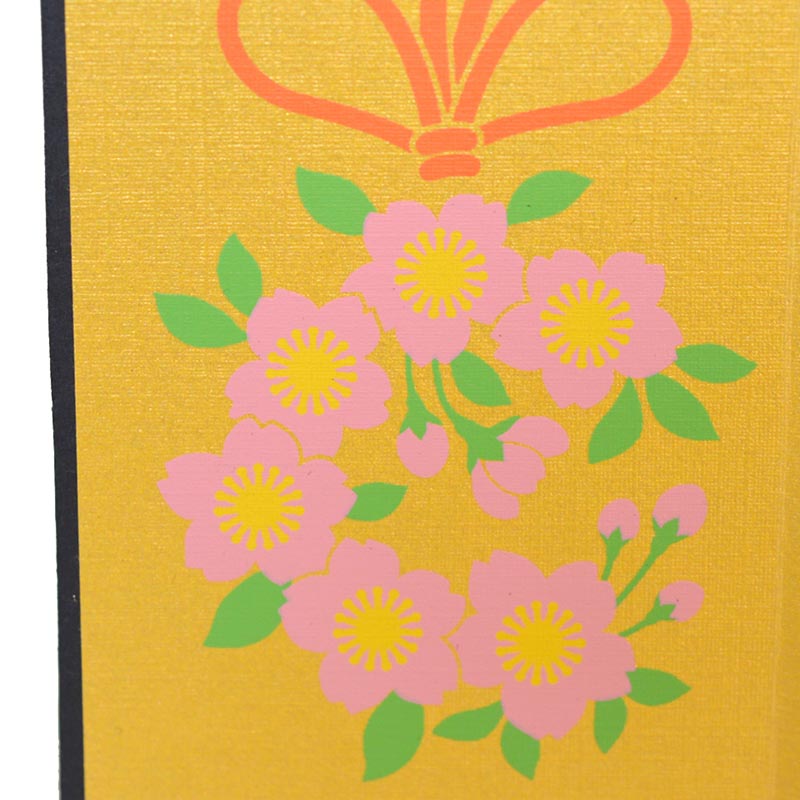 三つ折屏風（緋毛氈付）桜と橘
