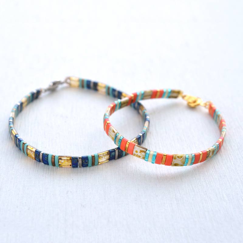 ティラビーズのファインカラーブレス（金具タイプ）