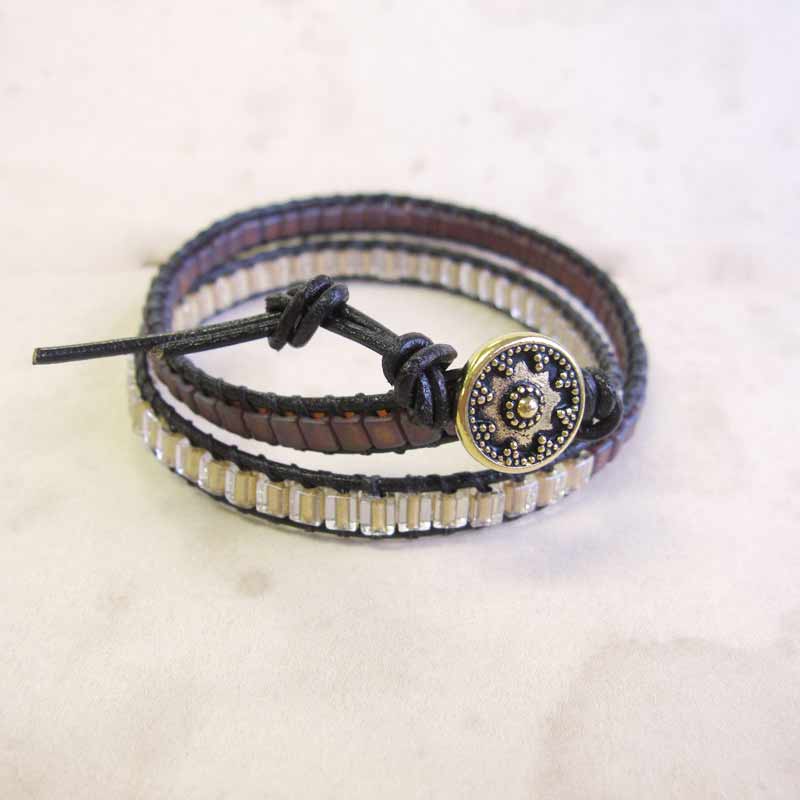 スクエアビーズのラップブレス