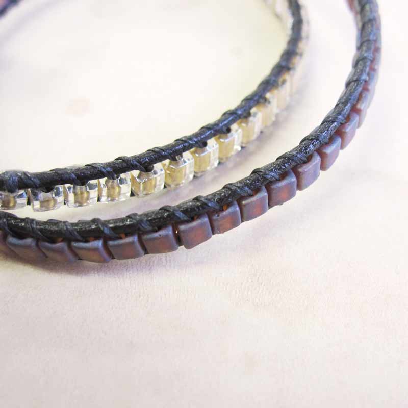 スクエアビーズのラップブレス