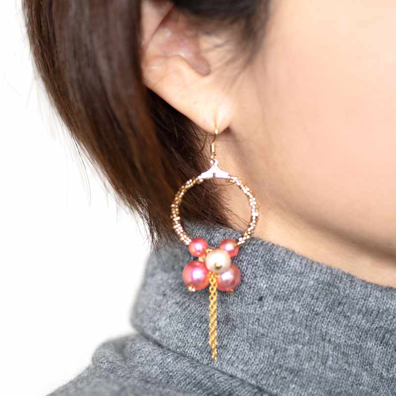 ルシエルパールとコットンパールのピアス