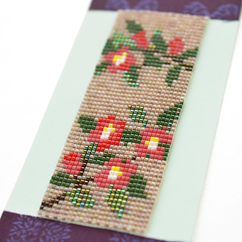 デリカビーズ織りミニ掛け軸キット<椿>