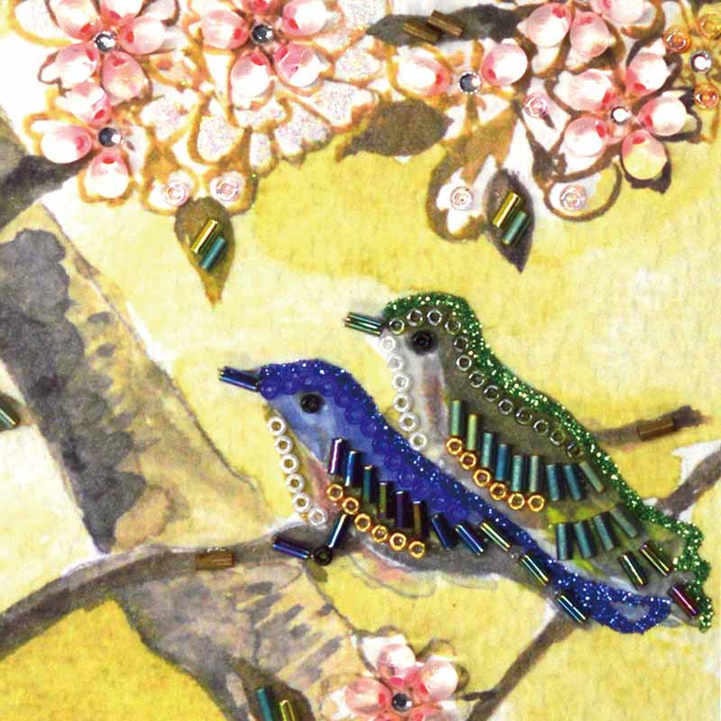 ビーズデコール<山桜・ルリビタキ(4月)>
