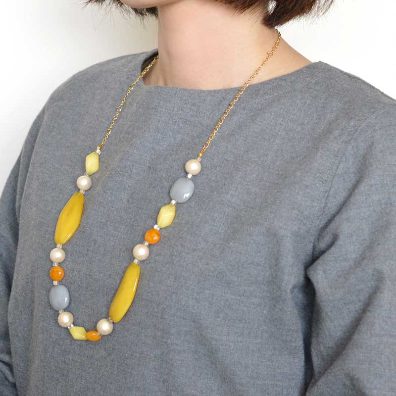 ミクロとコットンパールのシトラスネックレス