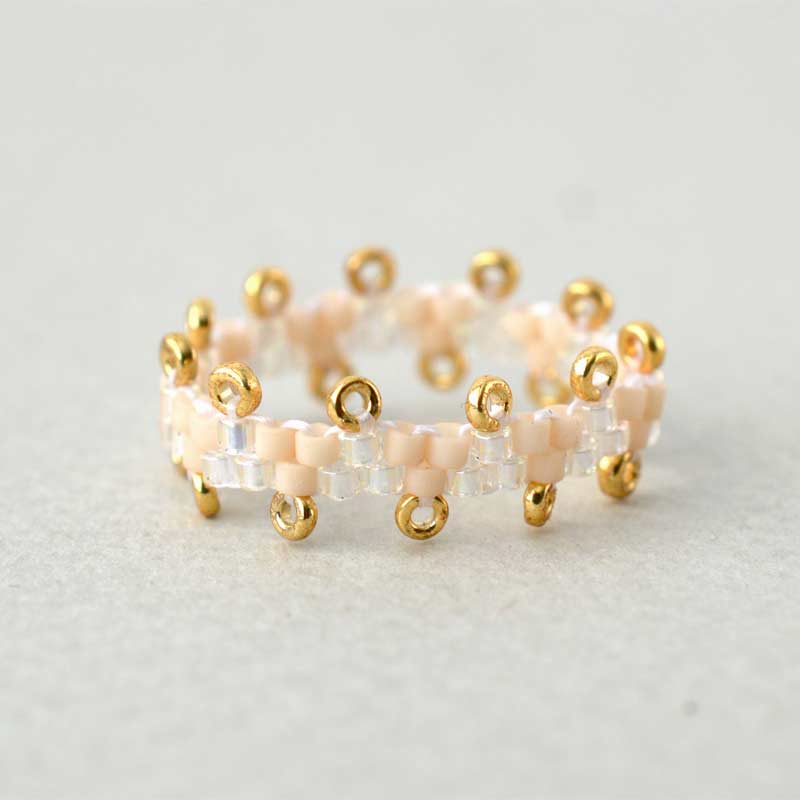 ペヨーテステッチで作る リングドットのビーズリング