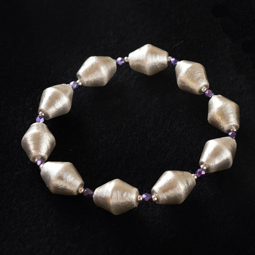 ハンドメイドの材料紹介「「コットンパール コマのブレスレット（グレー）」の材料」