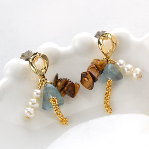 ハンドメイドの材料紹介「「フローライトとタイガーアイのピアス」の材料」