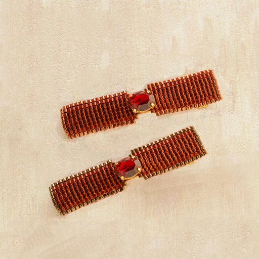 ハンドメイドの材料紹介「「スクエアステッチで作るバレッタ（メタリック赤）」の材料」