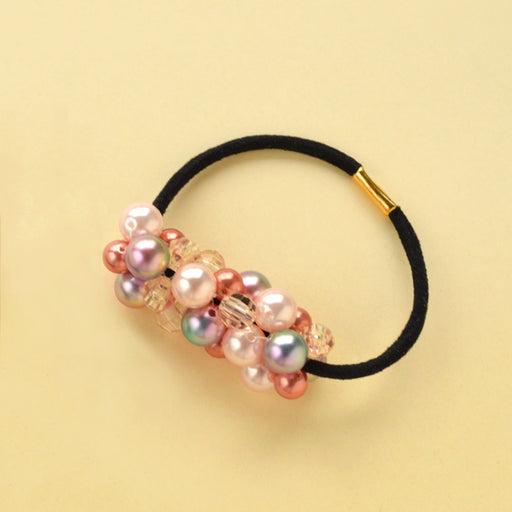 ハンドメイドの材料紹介「「パール調モチーフのヘアゴム（ピンク系）」の材料」