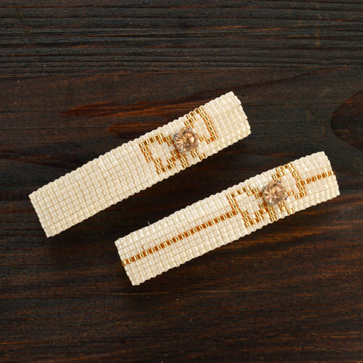 ハンドメイドの材料紹介「「スクエアステッチで作るバレッタ（アイボリー）」の材料」