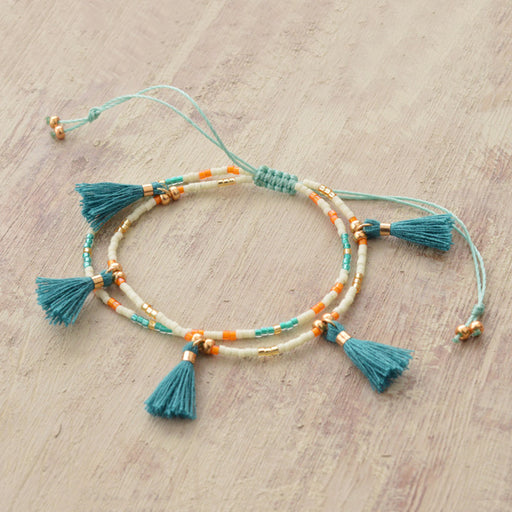 ハンドメイドの材料紹介「「ミニタッセルの2連ブレス」の材料」