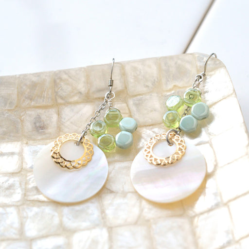 ハンドメイドの材料紹介「「ハニカムビーズのシェルピアス」の材料」