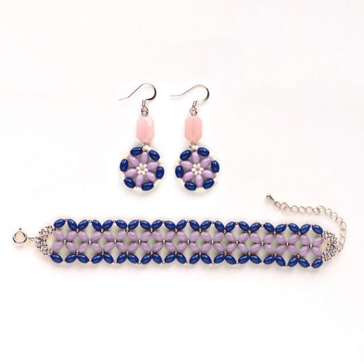 ハンドメイドの材料紹介「「カラフルライスパールのセットアクセサリー（ロイヤルブルー×ライラック）」の材料」