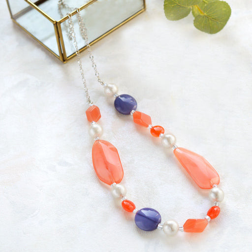 ハンドメイドの材料紹介「「ミクロとコットンパールのコーラルピンクネックレス」の材料」