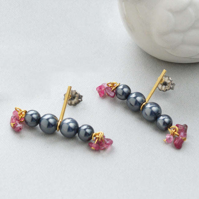 ハンドメイドの材料紹介「「ハンガーピアス（ピンクトルマリン）」の材料」