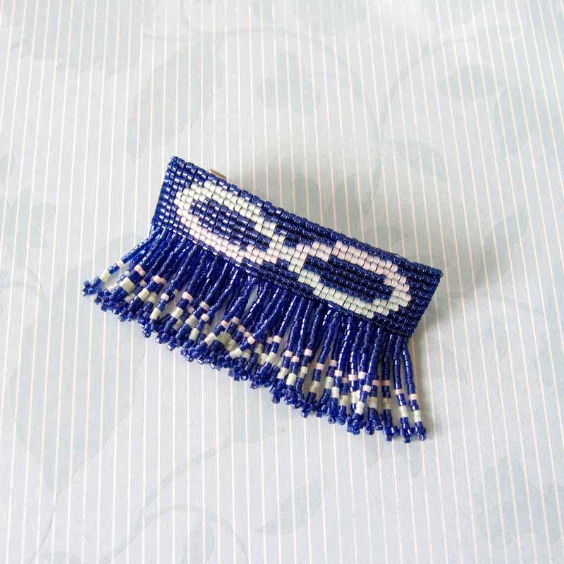 デリカビーズ織り・ブルーバレッタ