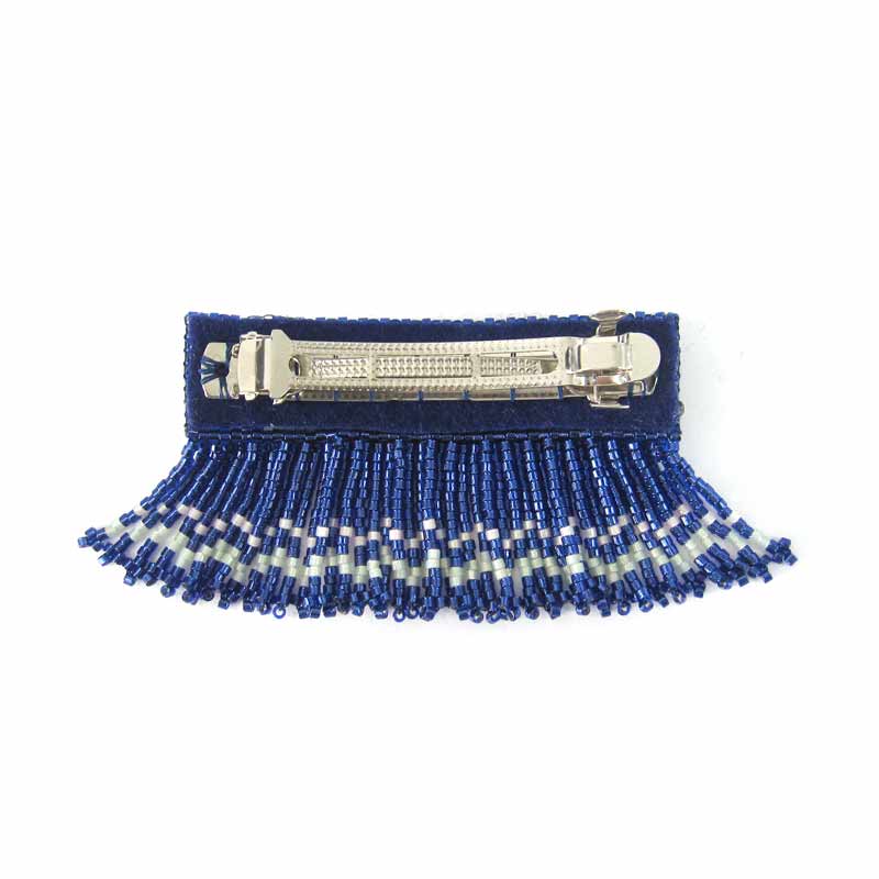 デリカビーズ織り・ブルーバレッタ