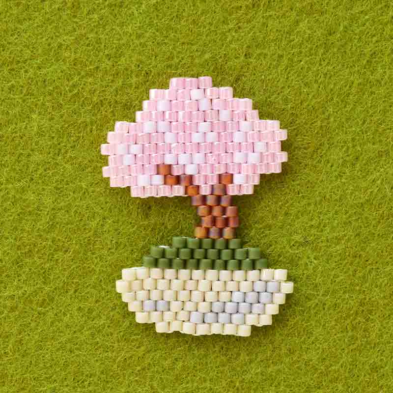 シェイプドステッチで作る桜盆栽