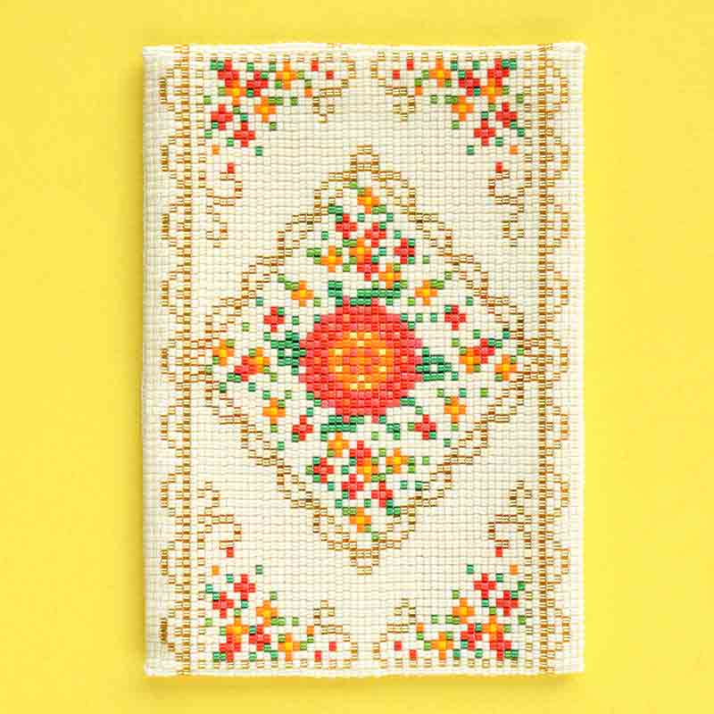 デリカビーズ織りで作るティッシュカバー(ランタナ)