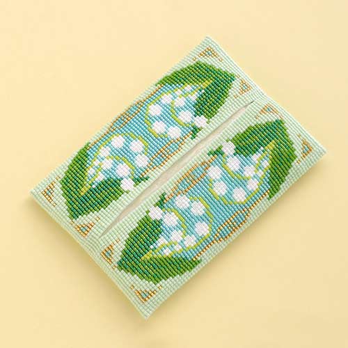 デリカビーズ織りで作るティッシュカバー(スズラン)