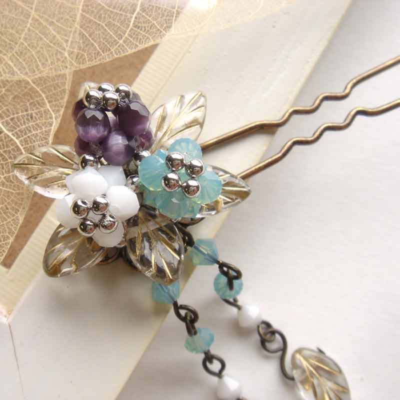 リーフフラワーのかんざし