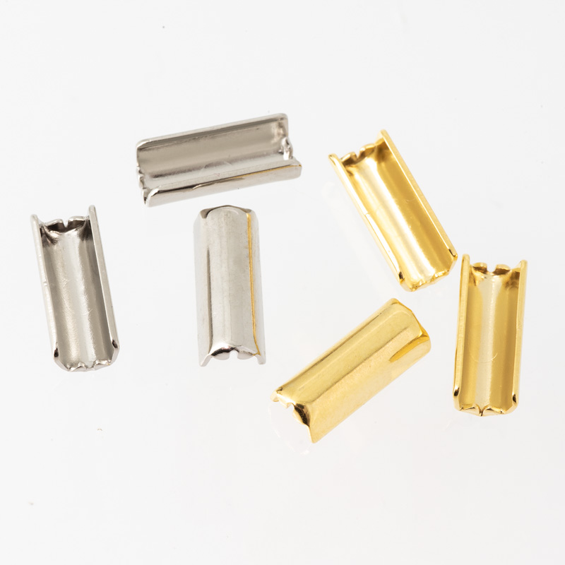 ヘアゴムの端を留めるツメ付金具|F0643|10X3mm|ゴールド,シルバー|ビーズファクトリー